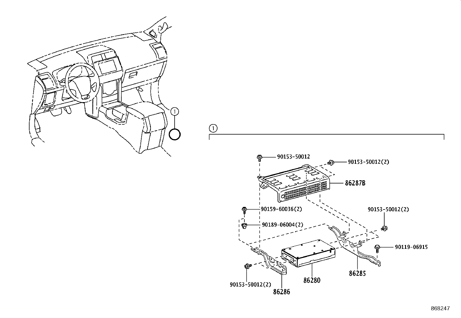 86212-60500 BRACKET, RADIO, NO.2 product image
