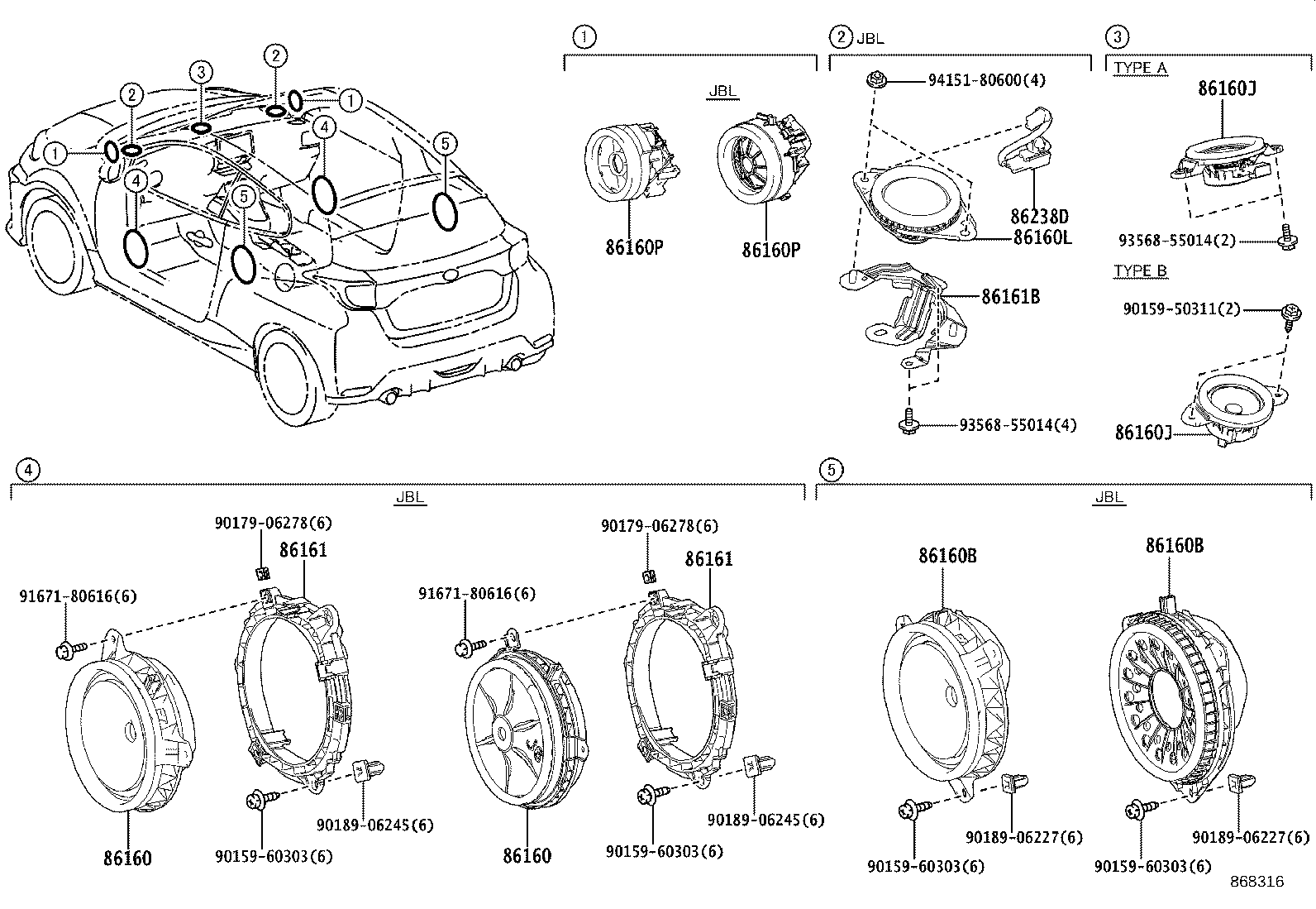 86160-42200 SPEAKER ASSY, FRONT NO.4 product image
