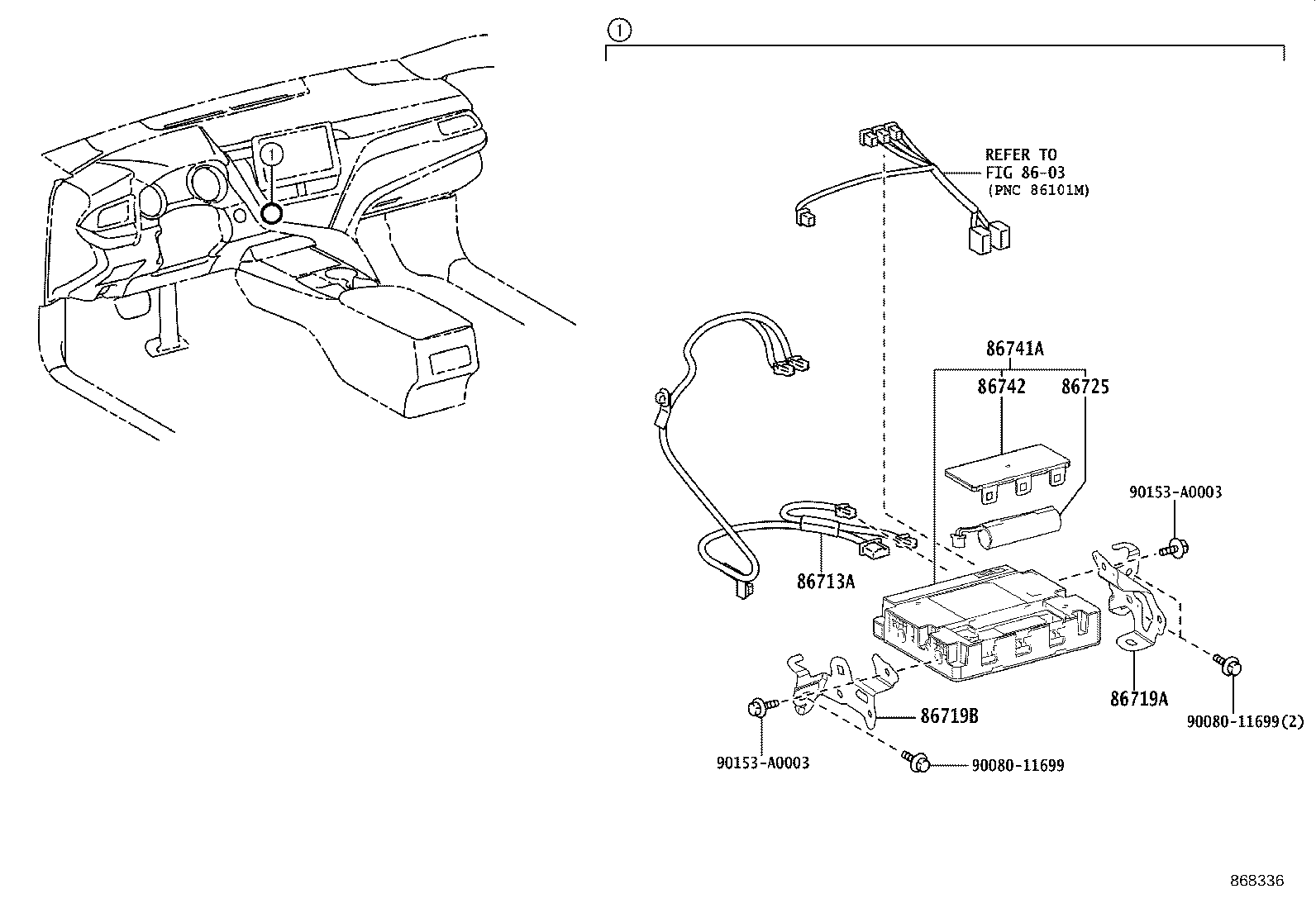 86719-06150 BRACKET, TELEPHONE NO.1 product image