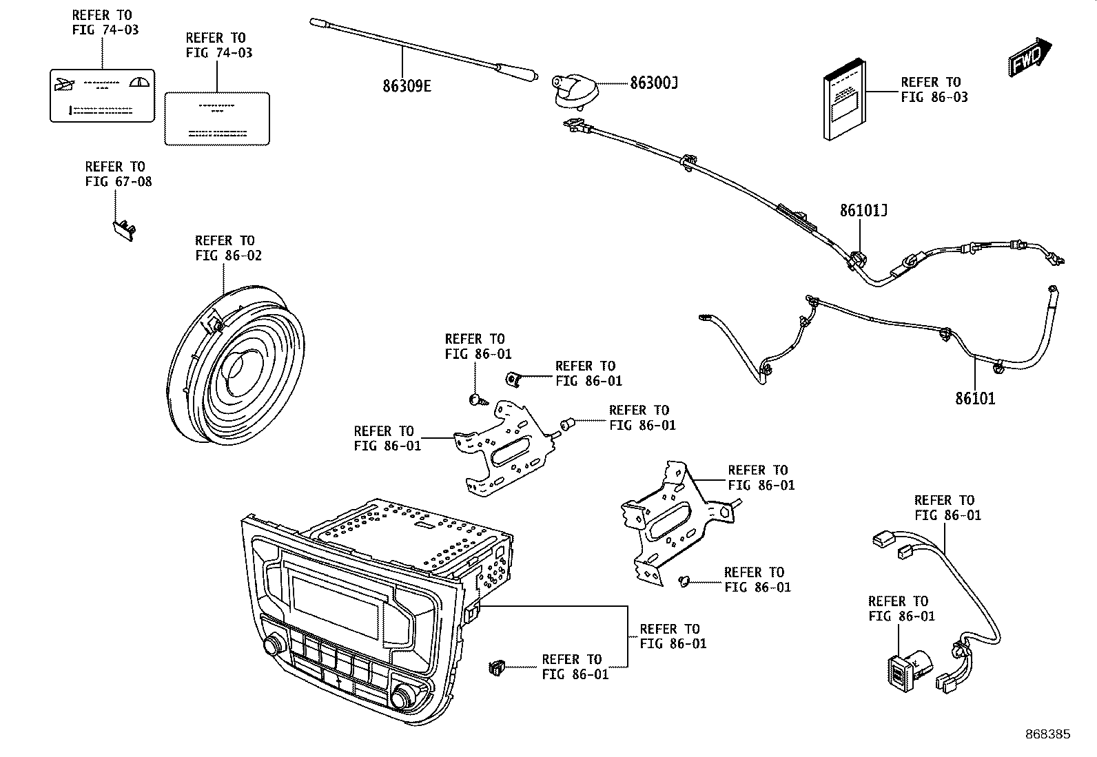 86309-WC002 POLE SUB-ASSY, ROOF ANTENNA product image