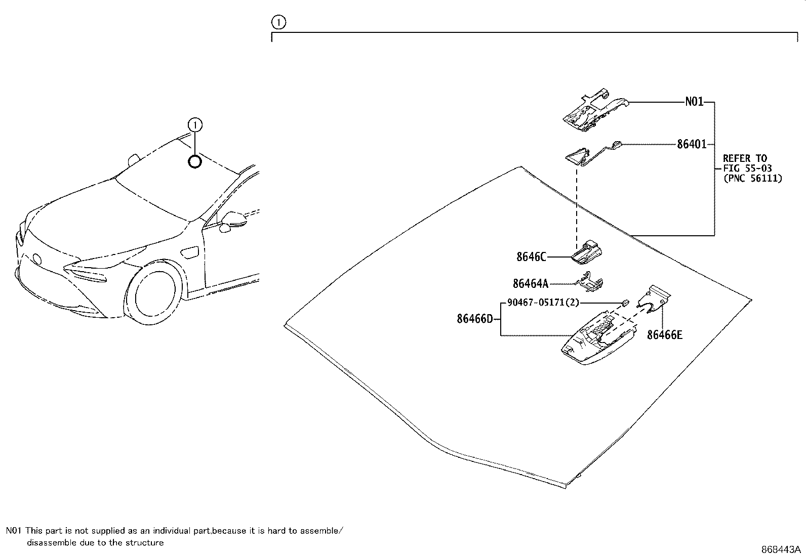 86401-62010 HOOD SUB-ASSY, FORWARD RECOGNITION W/HEATER product image