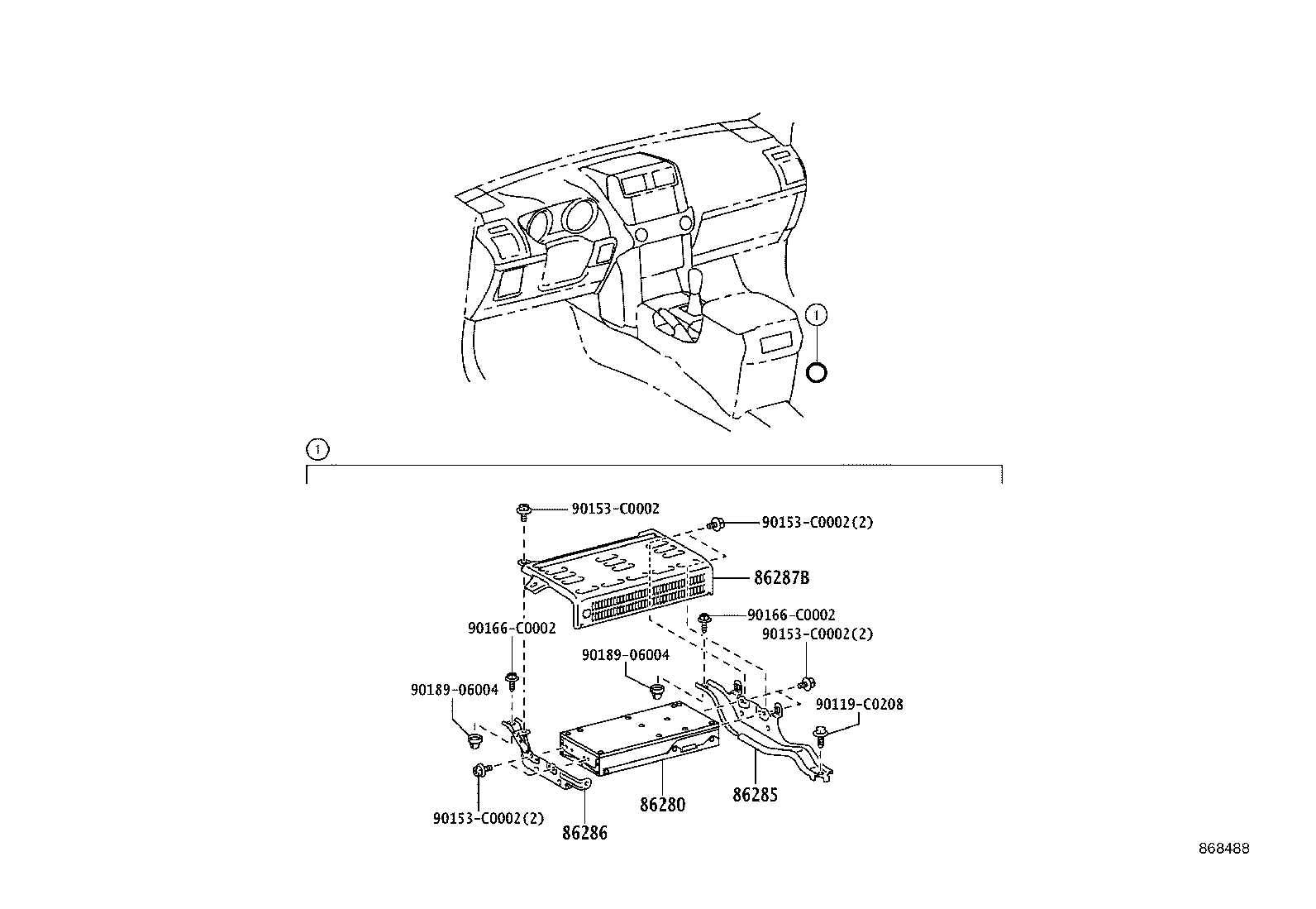 86212-0G020 BRACKET, RADIO, NO.2 product image