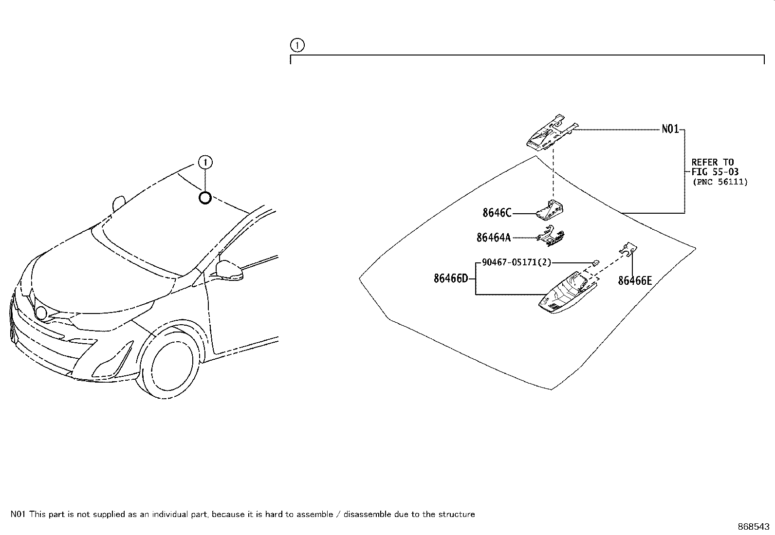 86467-0D010 COVER, FORWARD RECOGNITION, NO.2 product image
