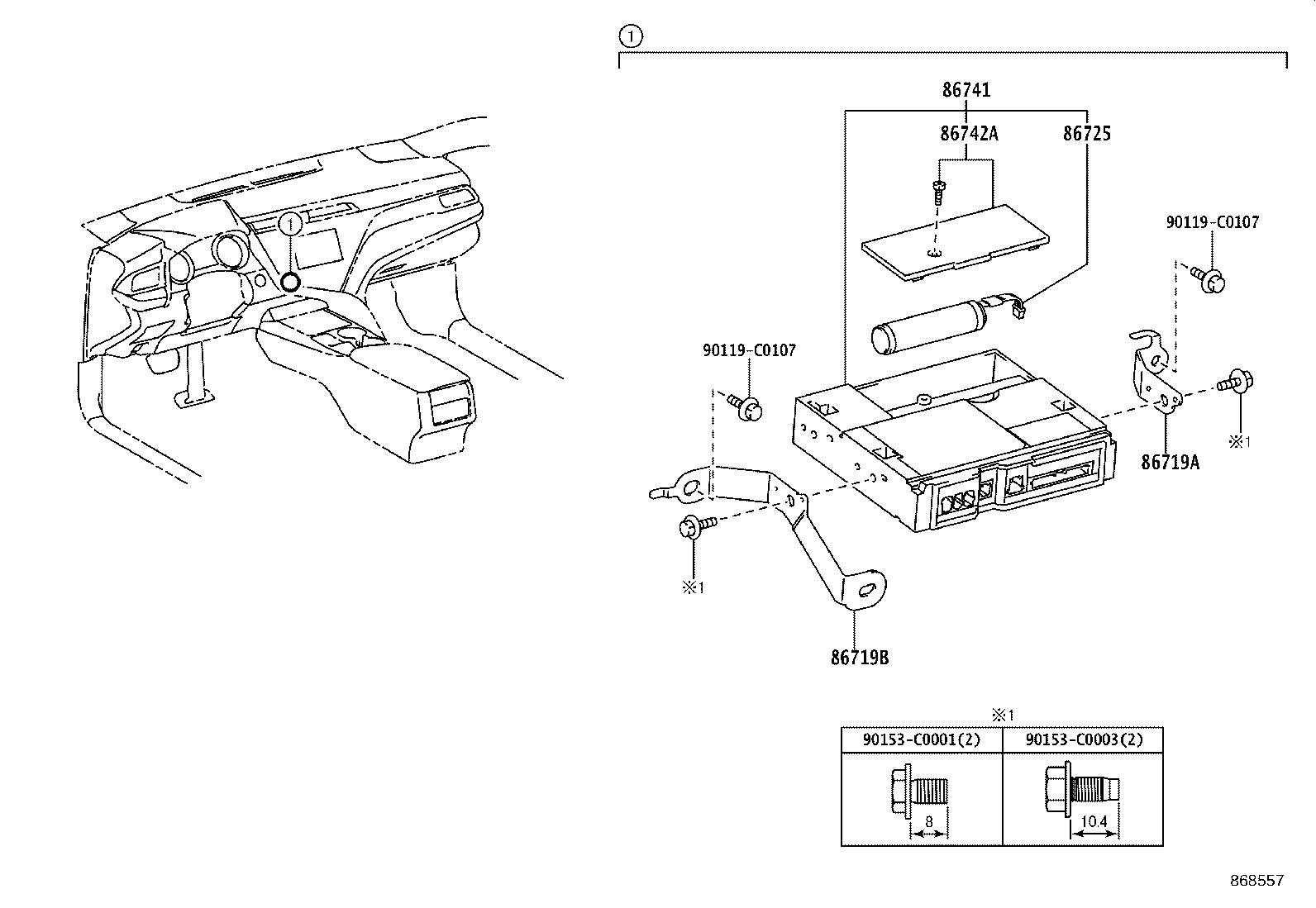 86719-06080 BRACKET, TELEPHONE NO.1 product image