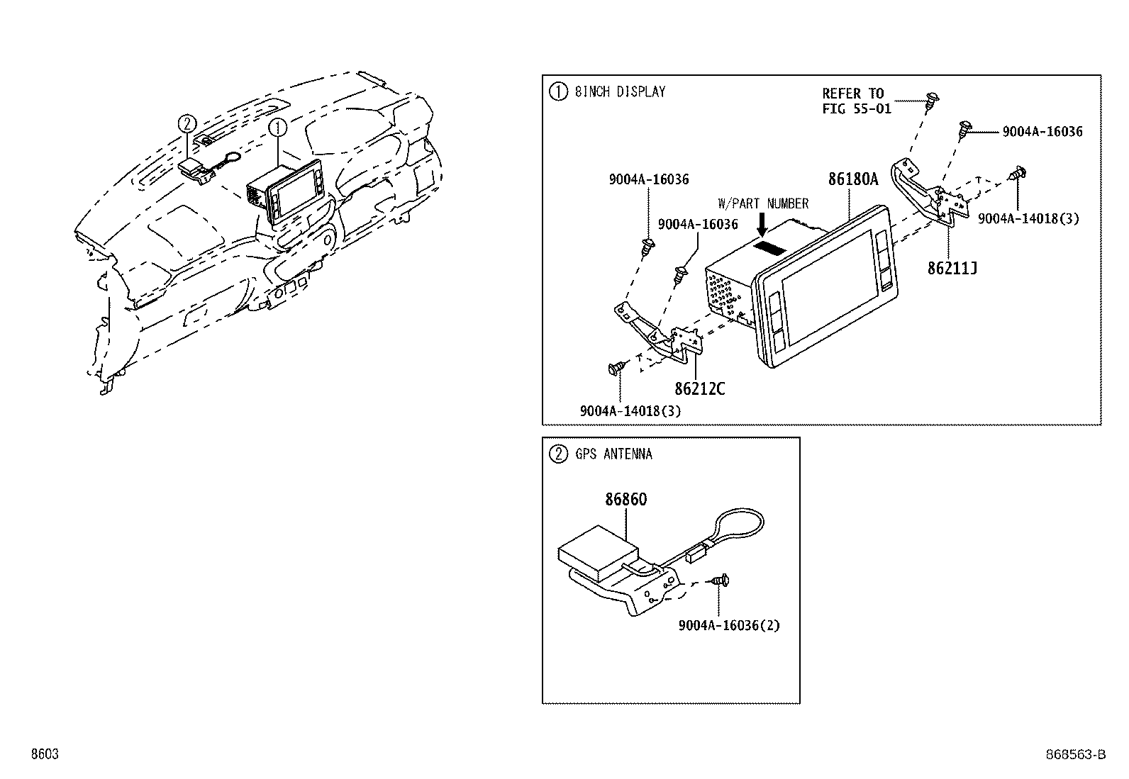 Toyota 86860-BZ070 ANTENNA ASSY, NAVIGATION