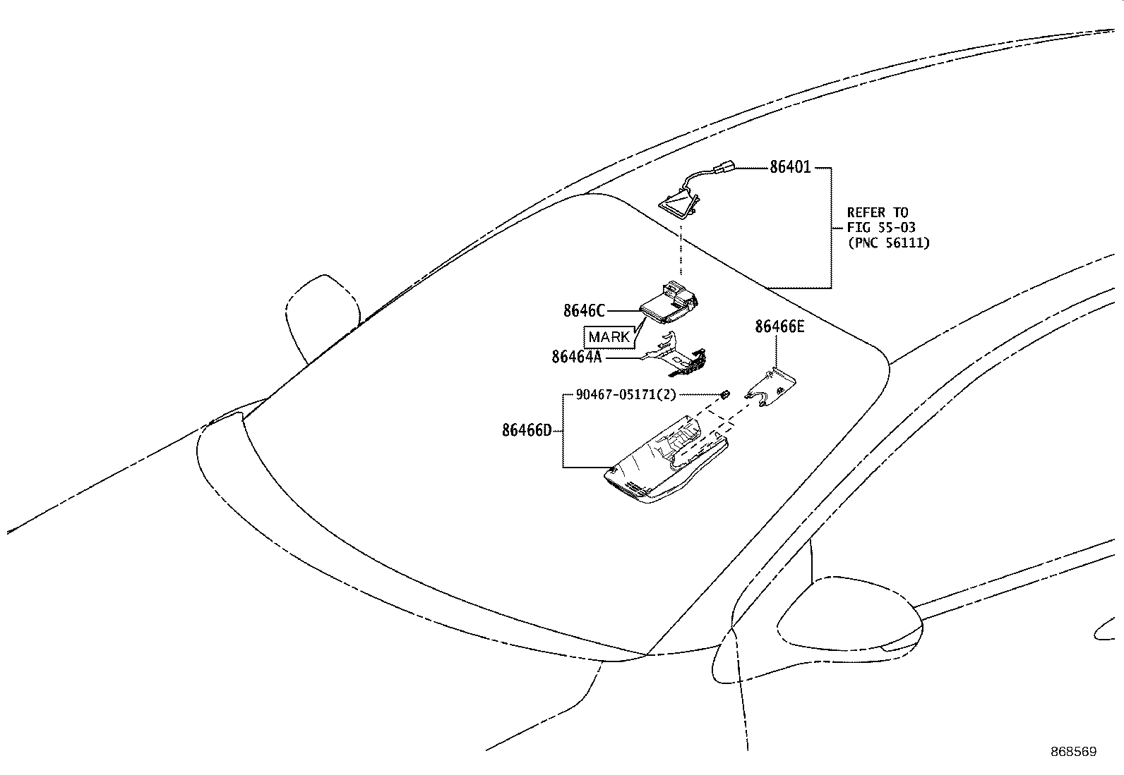 86467-52070 COVER, FORWARD RECOGNITION, NO.2 product image