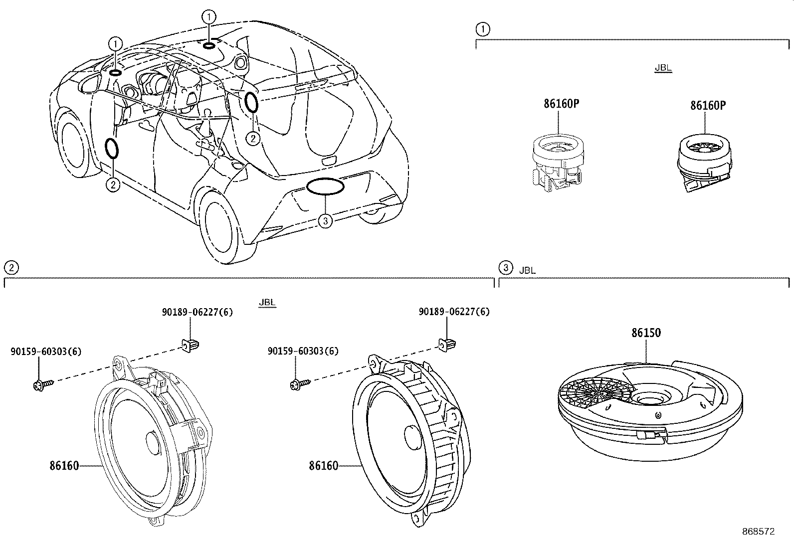 86160-YY050 SPEAKER ASSY, FRONT NO.2 product image
