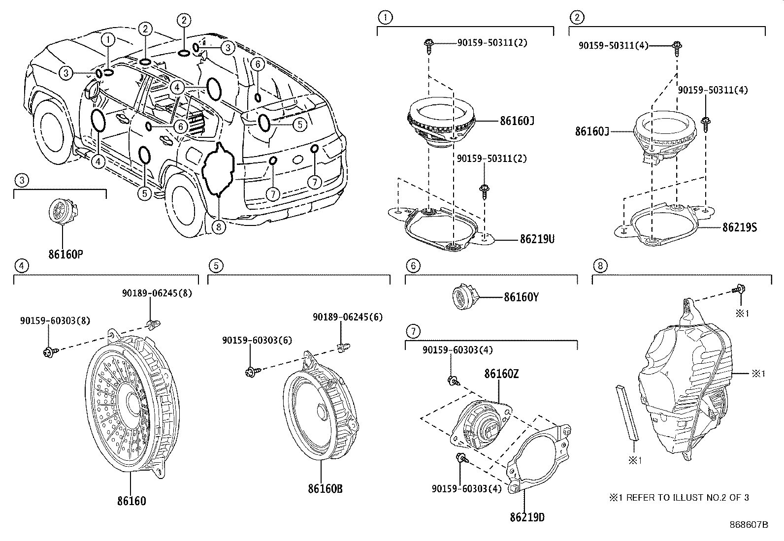 86219-60070 BRACKET, STEREO COMPONENT SPEAKER, NO.1 product image