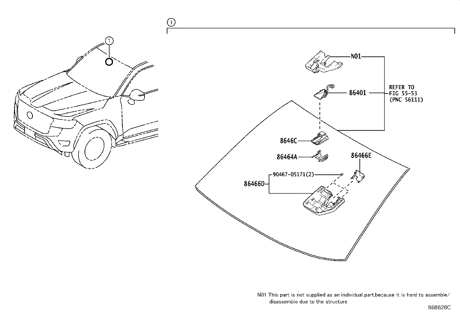 86467-60040 COVER, FORWARD RECOGNITION, NO.2 product image