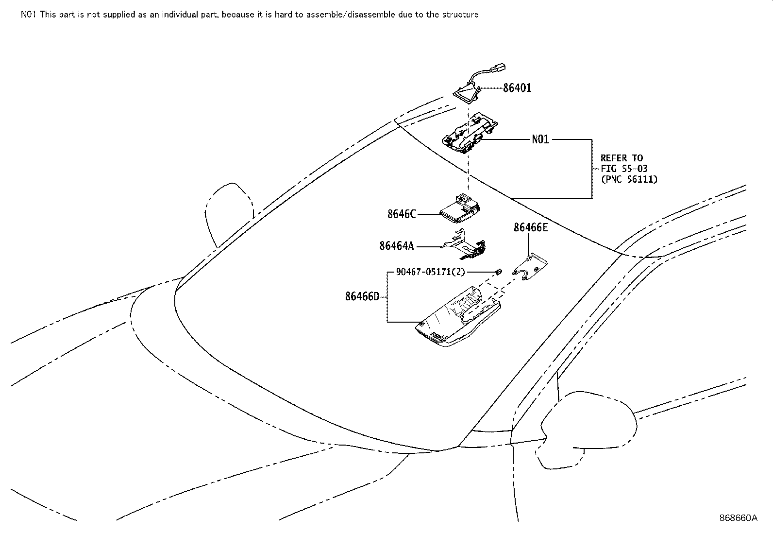 86467-0D040 COVER, FORWARD RECOGNITION, NO.2 product image