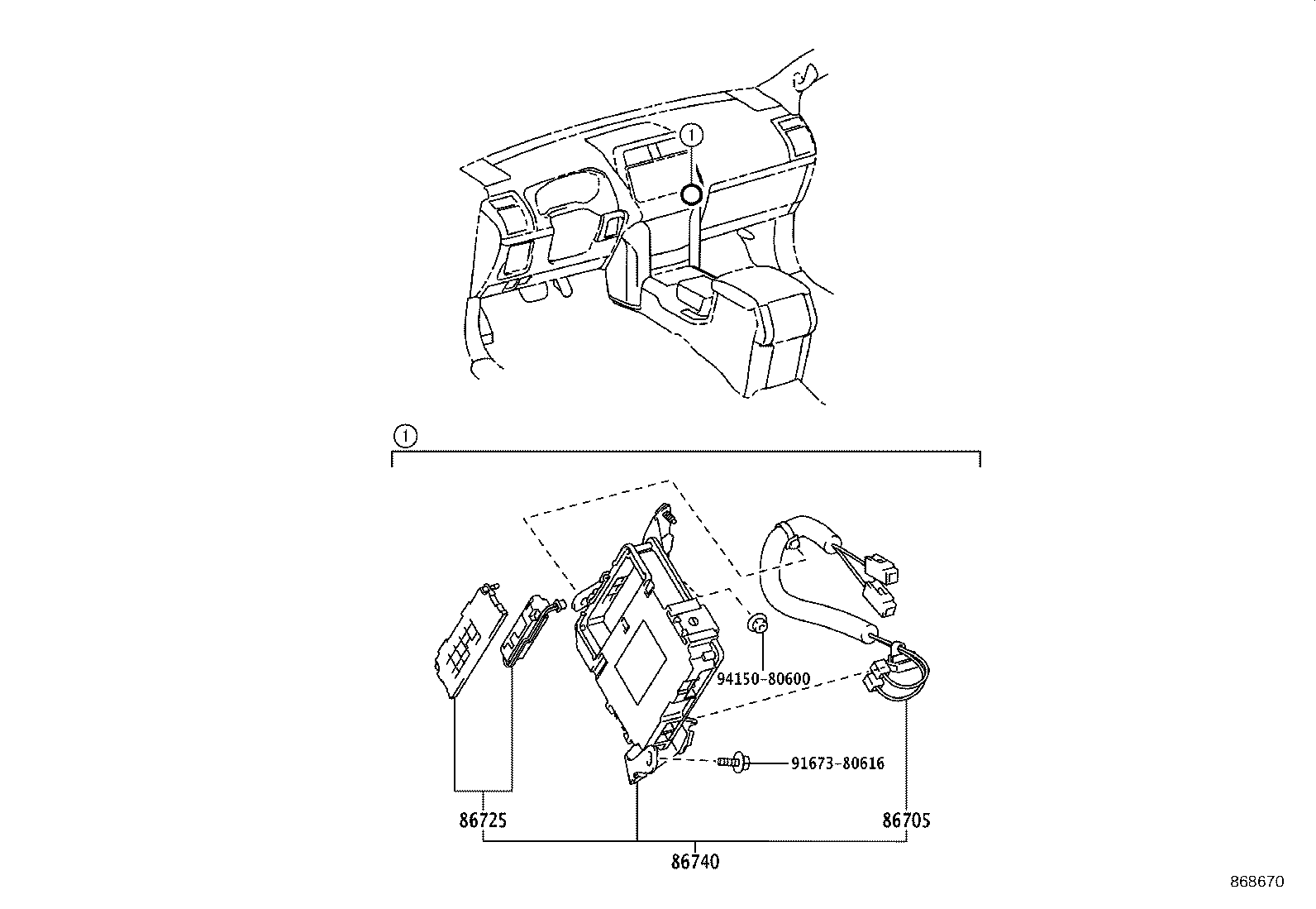 86705-60700 CORD SUB-ASSY, TELEPHONE ANTENNA product image