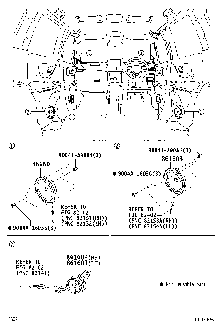 Toyota 86160-BZ320 SPEAKER ASSY, FRONT NO.3