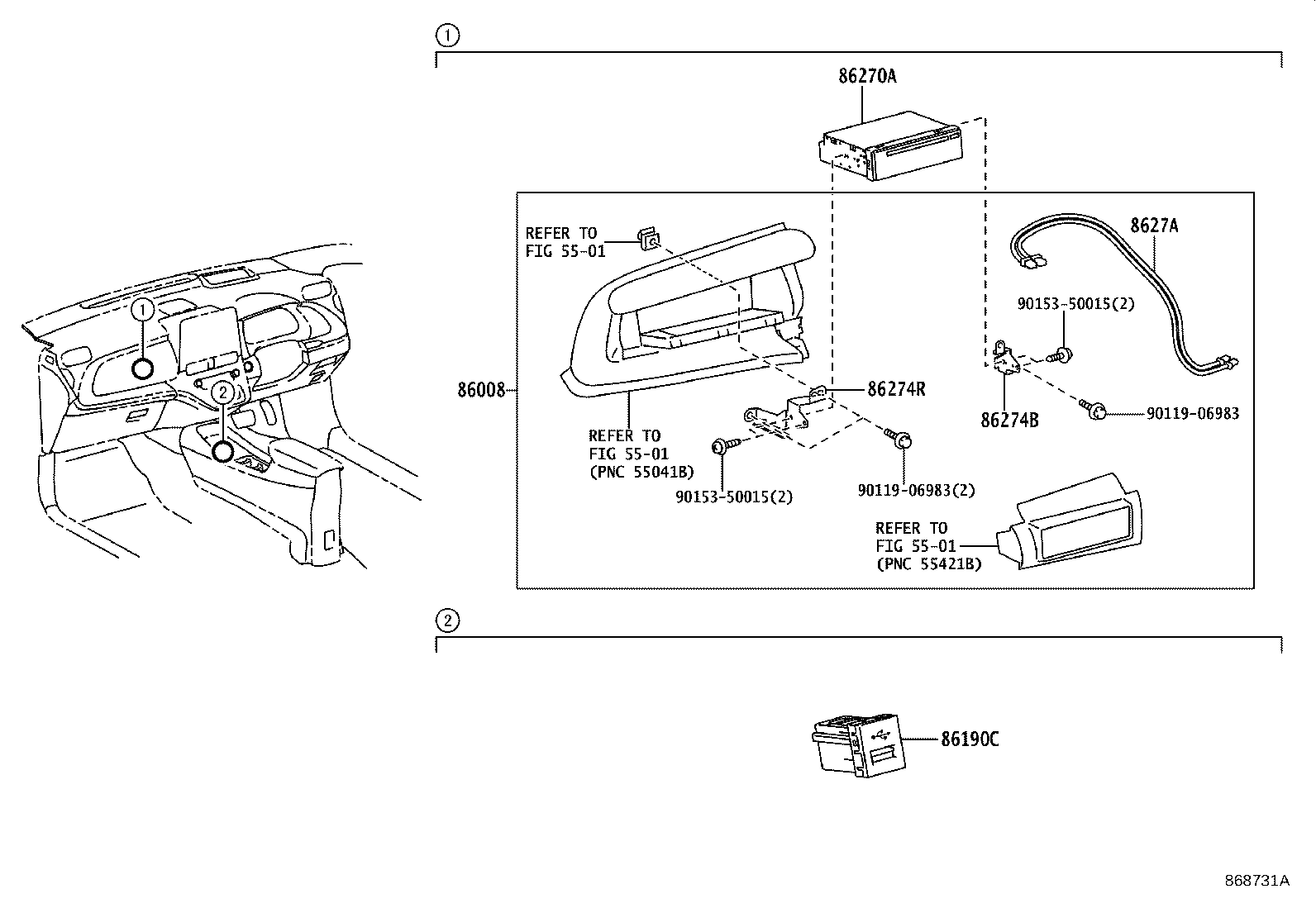 86190-52080 ADAPTER ASSY, STEREO JACK, NO.1 product image