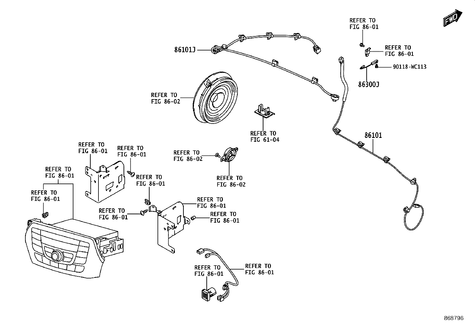 86101-WC007 CORD SUB-ASSY, ANTENNA, NO.2 product image