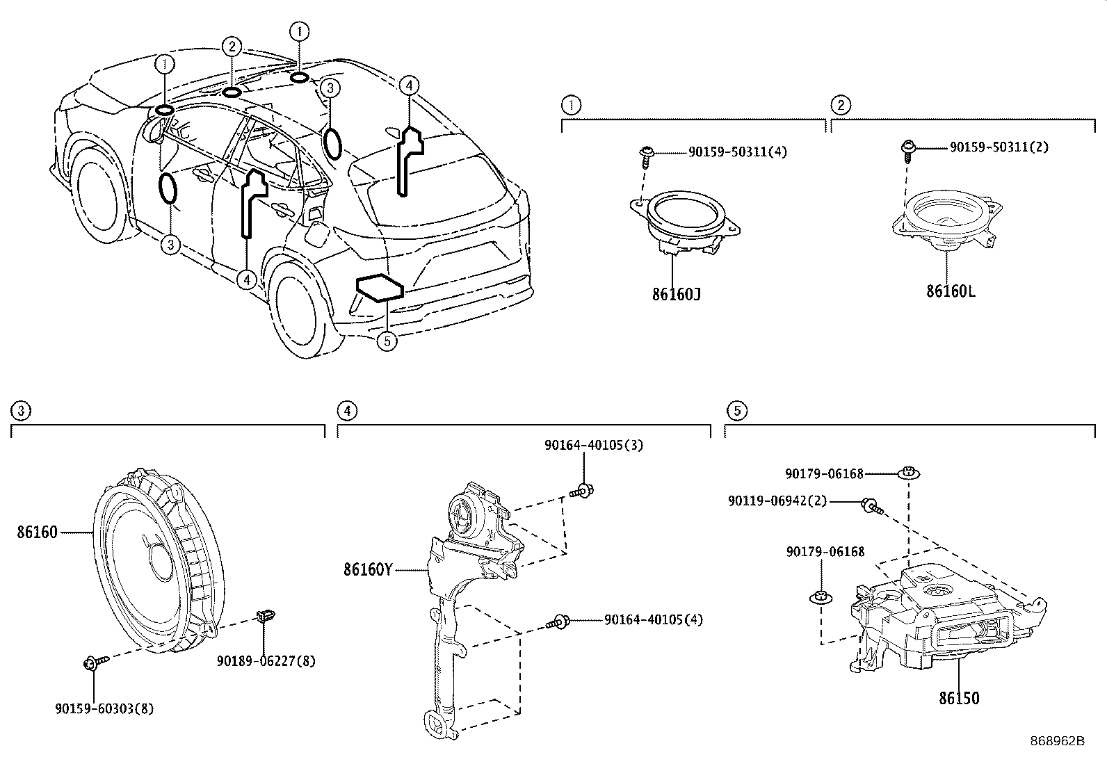 Toyota 86150-78170 SPEAKER ASSY, W/BOX, NO.1