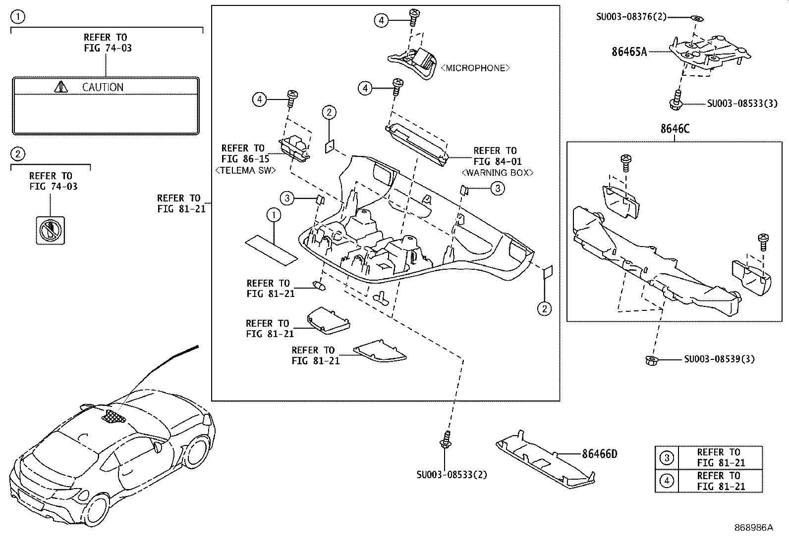 Toyota SU003-08760 COVER, FORWARD RECOGNITION, NO.1