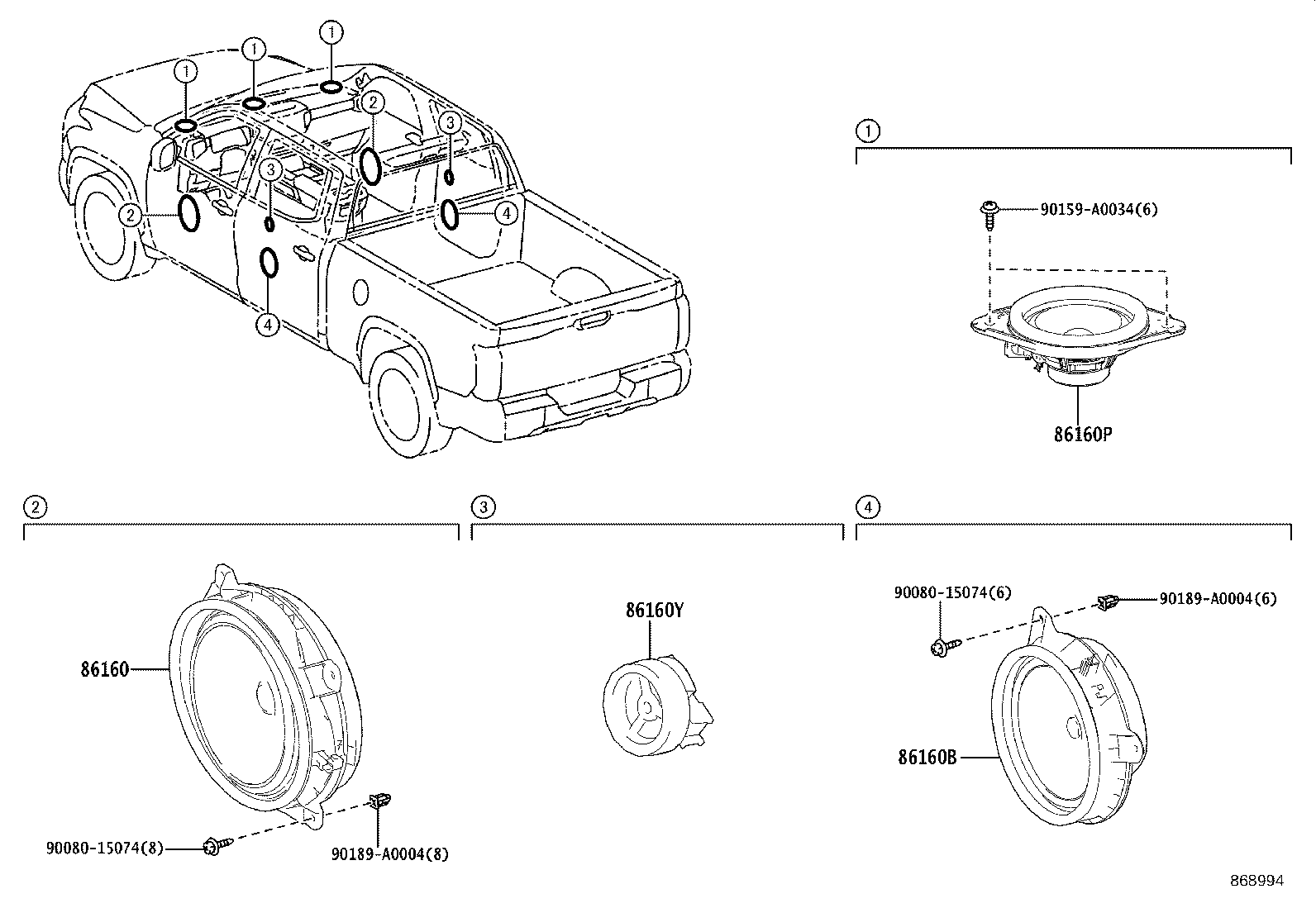 86150-0C100 SPEAKER ASSY, REAR NO.3 product image