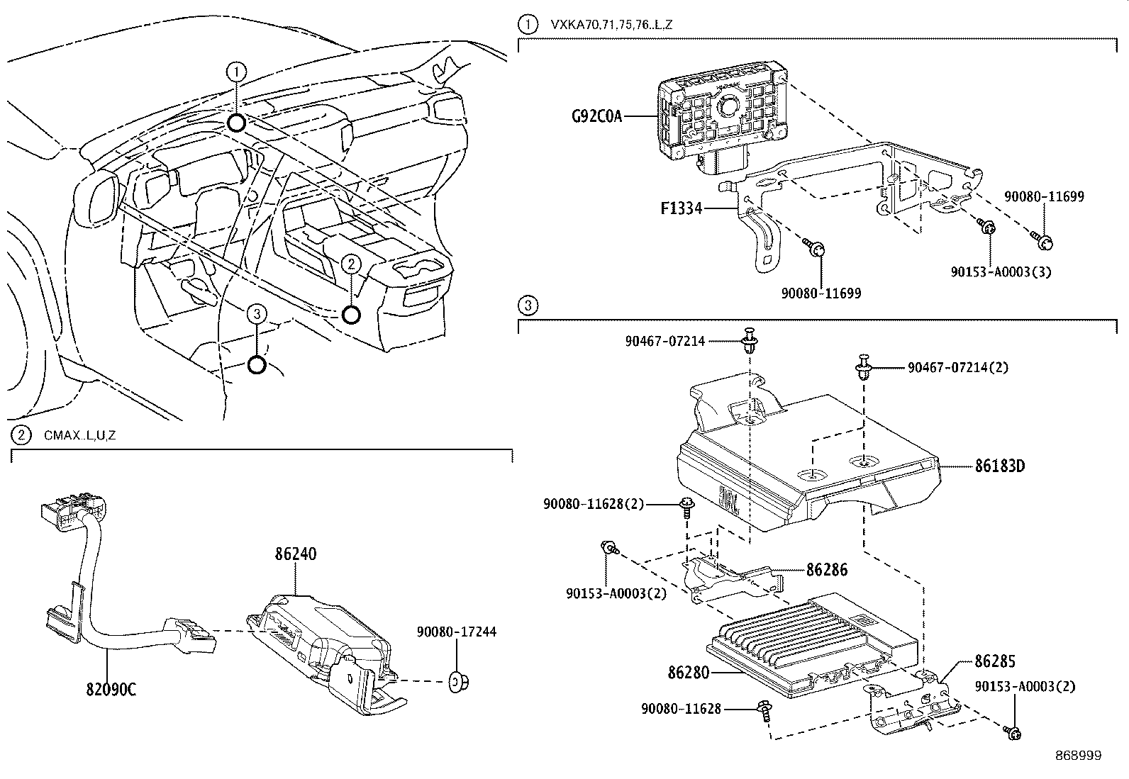 86183-0C010 COVER, AUDIO AMPLIFIER product image