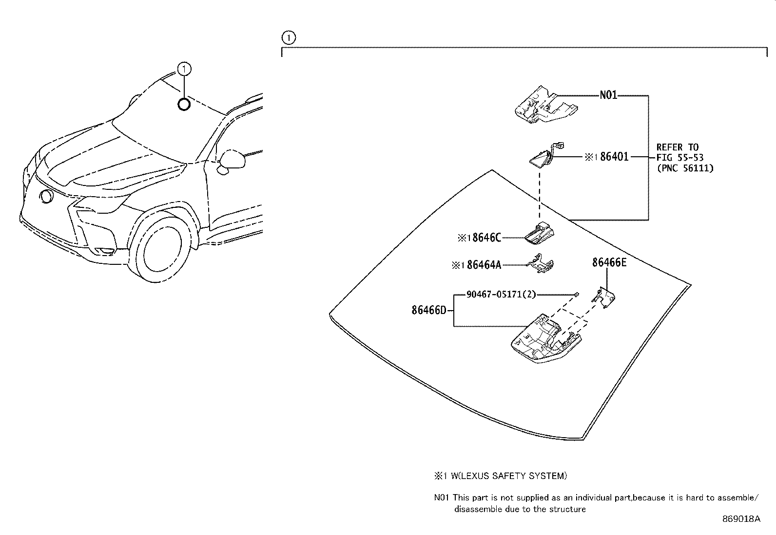 Toyota 86467-60040 COVER, FORWARD RECOGNITION, NO.2