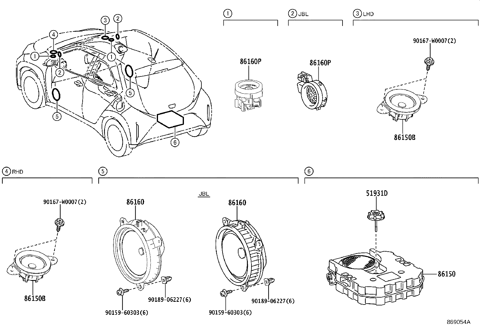 86160-YP010 SPEAKER ASSY, FRONT NO.2 product image