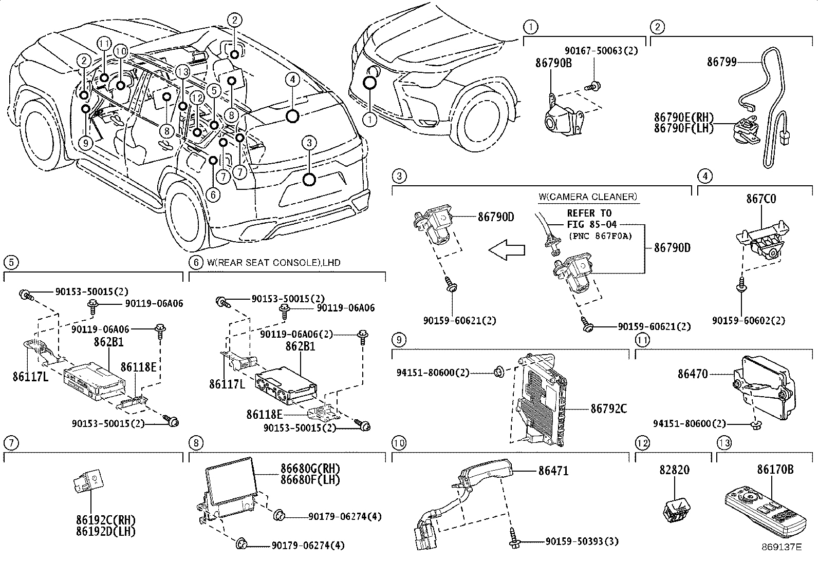 Toyota 86790-60370 CAMERA ASSY, TELEVISION, RR