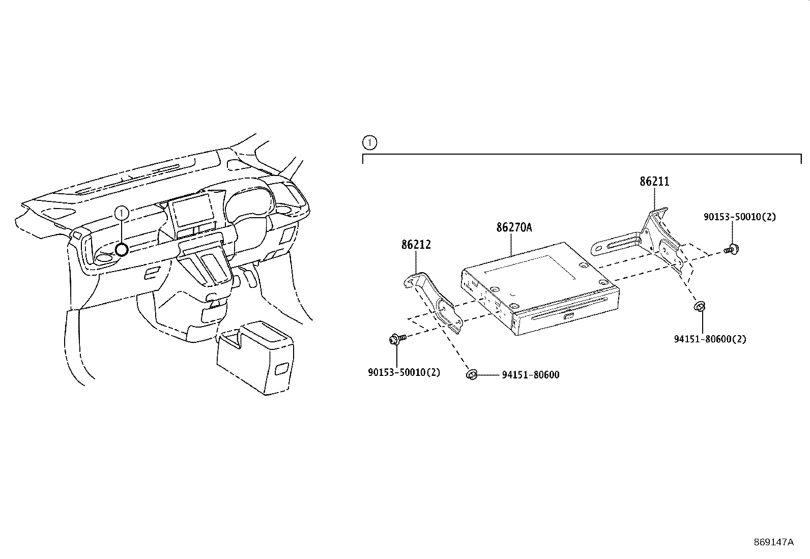 86212-V1040 BRACKET, RADIO, NO.2 product image