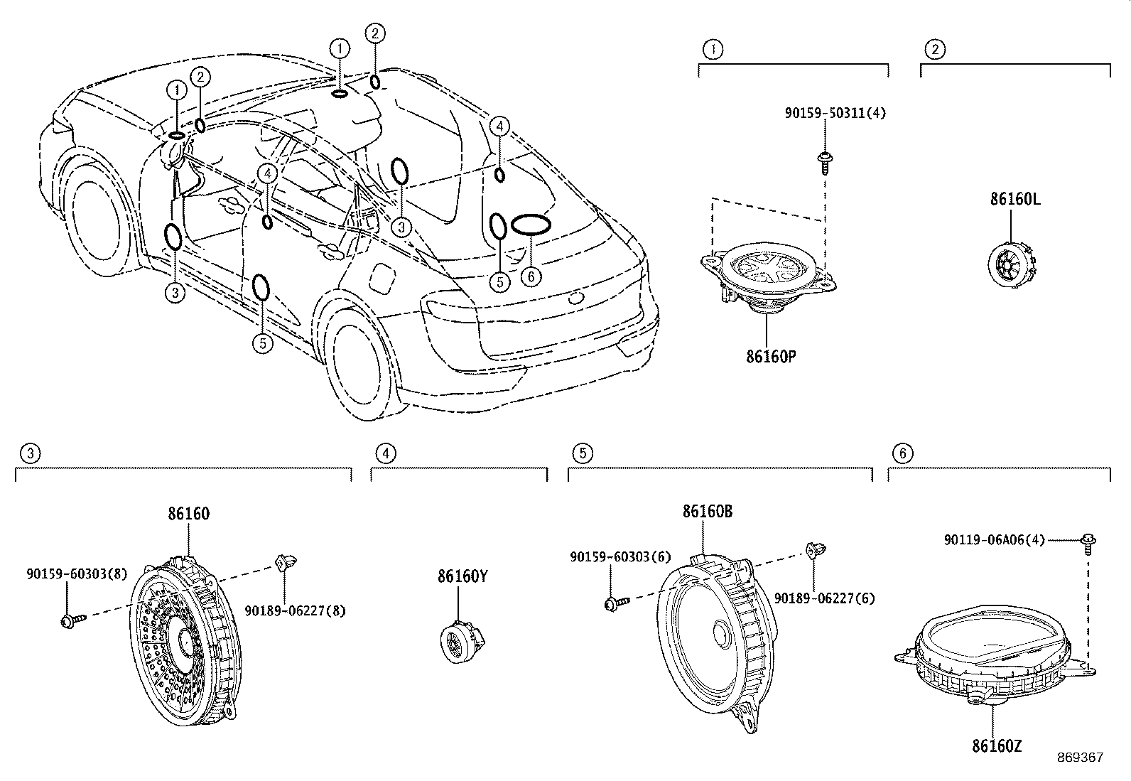 86150-30640 SPEAKER ASSY, REAR NO.3 product image