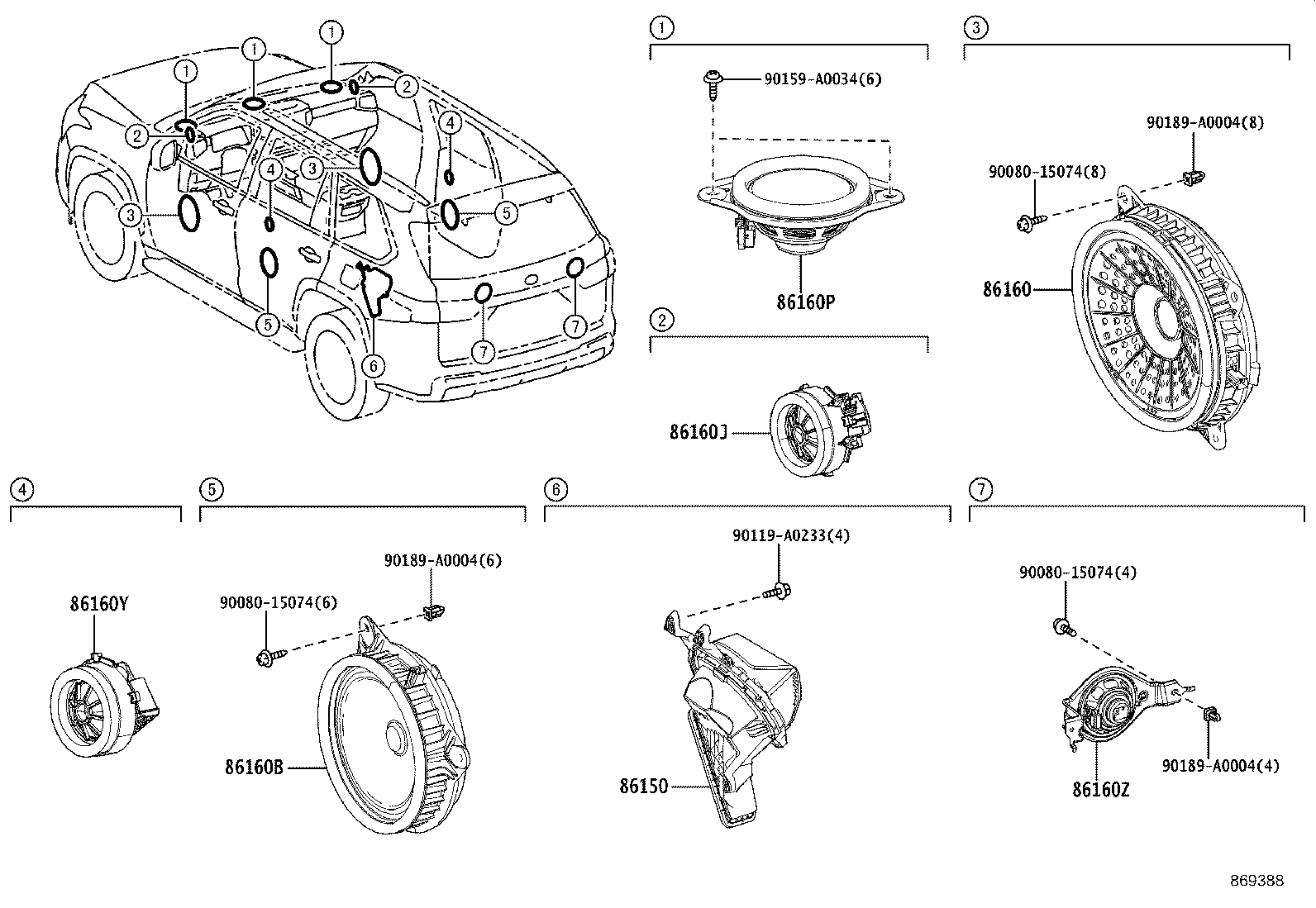 86150-0C100 SPEAKER ASSY, REAR NO.3 product image