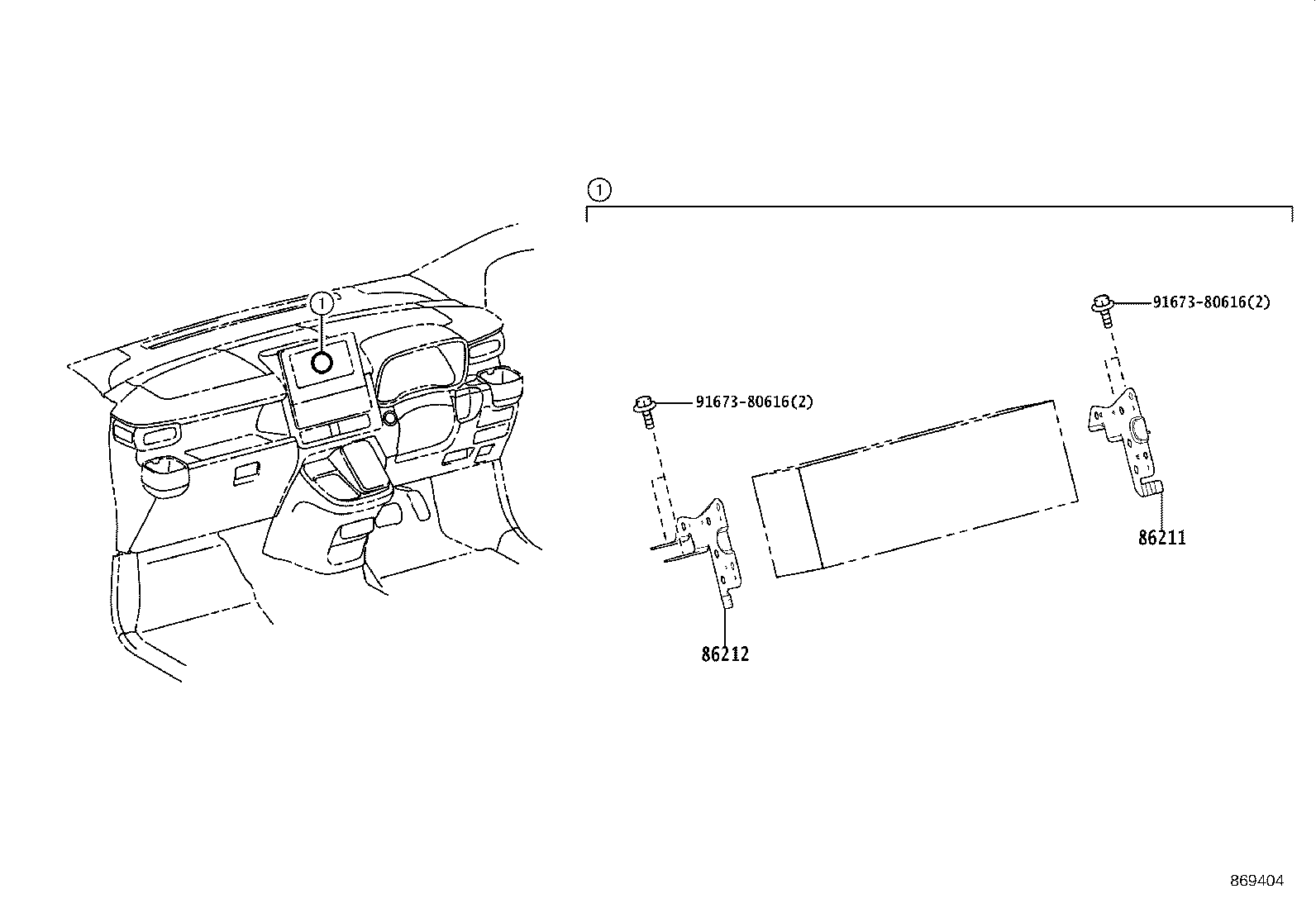 86212-52370 BRACKET, RADIO, NO.2 product image