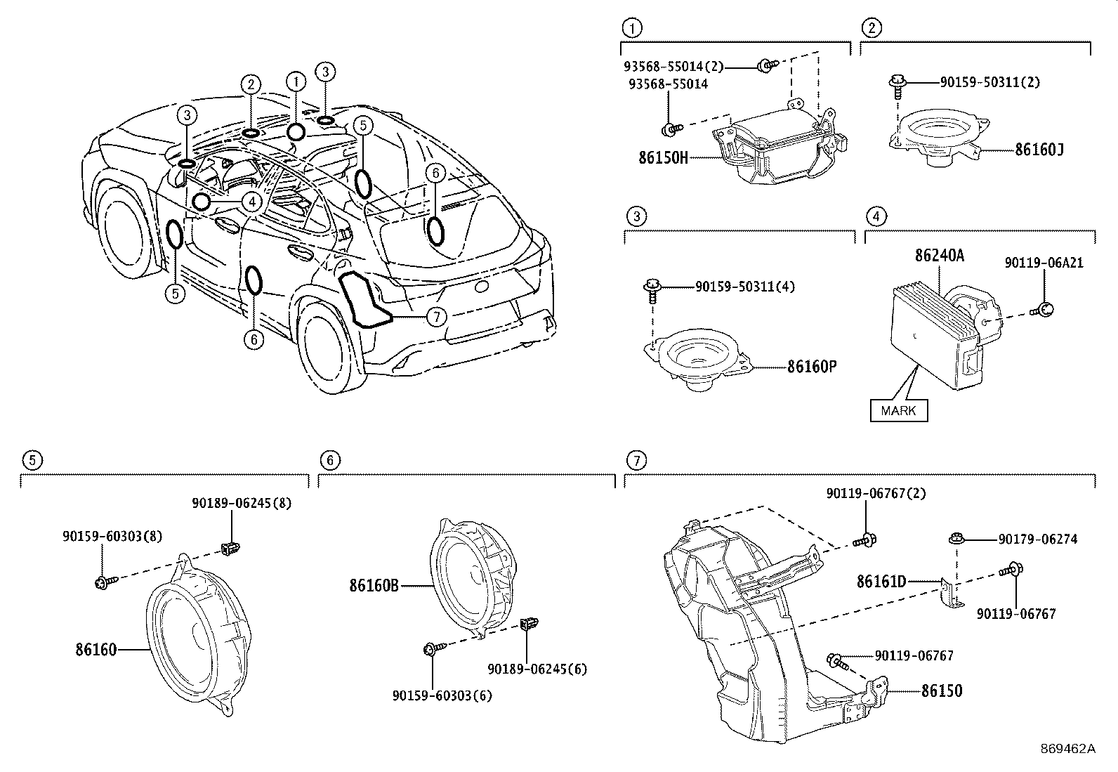 Toyota 86160-76150 SPEAKER ASSY, FRONT NO.3