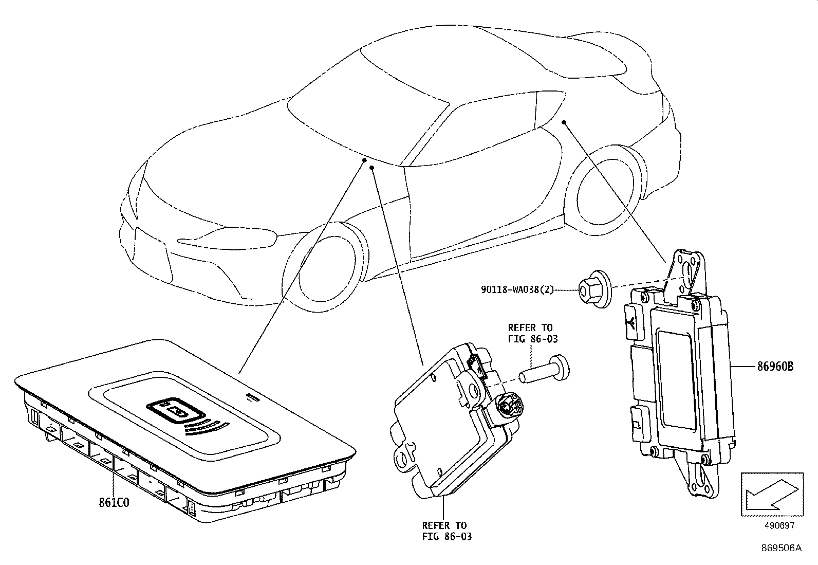 Toyota 861C0-WAA12 CRADLE ASSY, MOBILE WIRELESS CHARGER