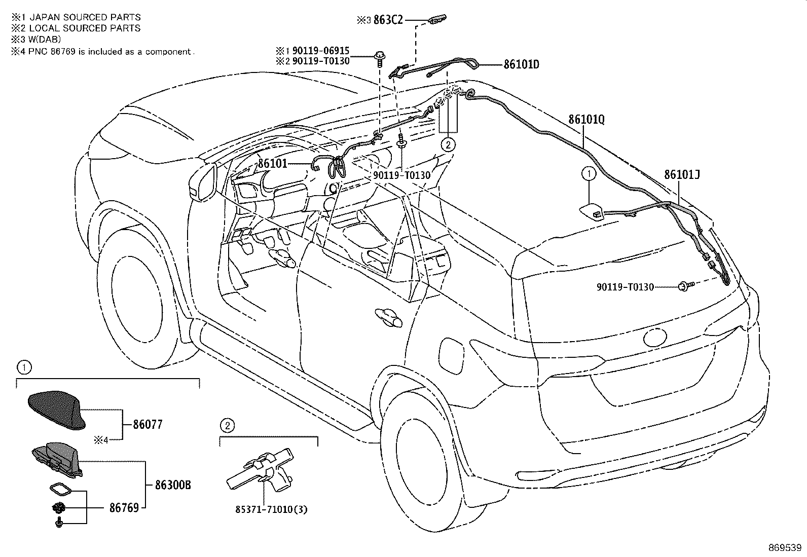 86077-0K010-A3 COVER KIT, ANTENNA product image