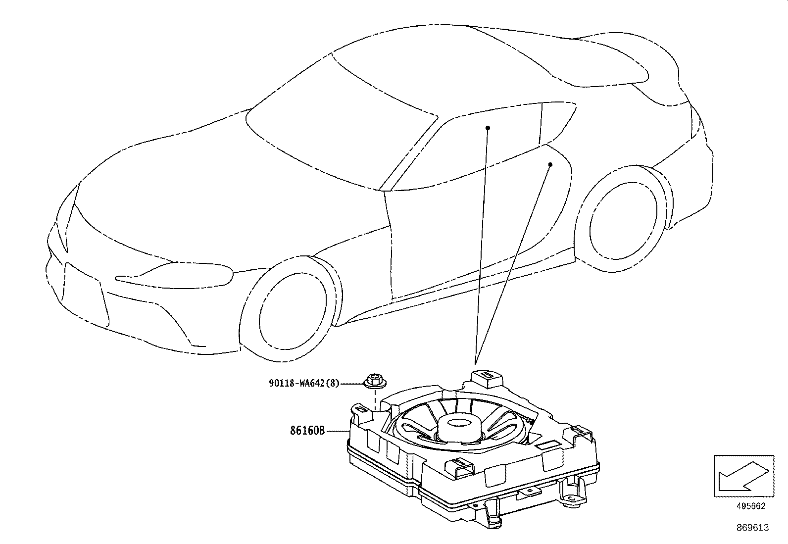 86160-WAA13 SPEAKER ASSY, FRONT NO.2 product image
