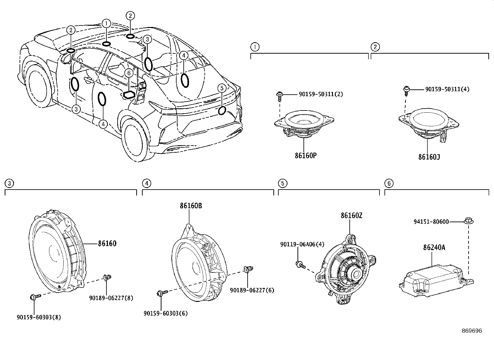 86150-46050 SPEAKER ASSY, REAR product image