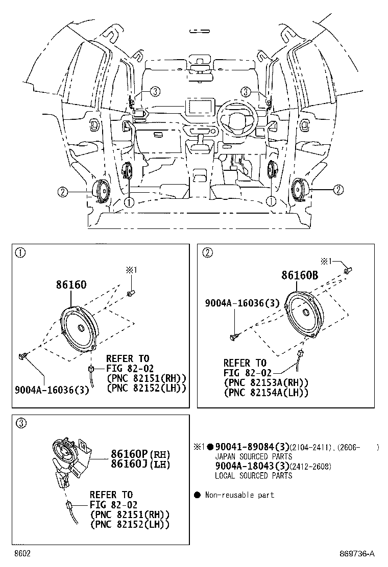 Toyota 86160-BZ180 SPEAKER ASSY, FRONT NO.1