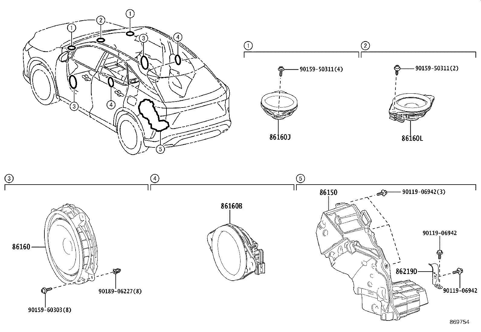 86150-48150 SPEAKER ASSY, REAR NO.2 product image
