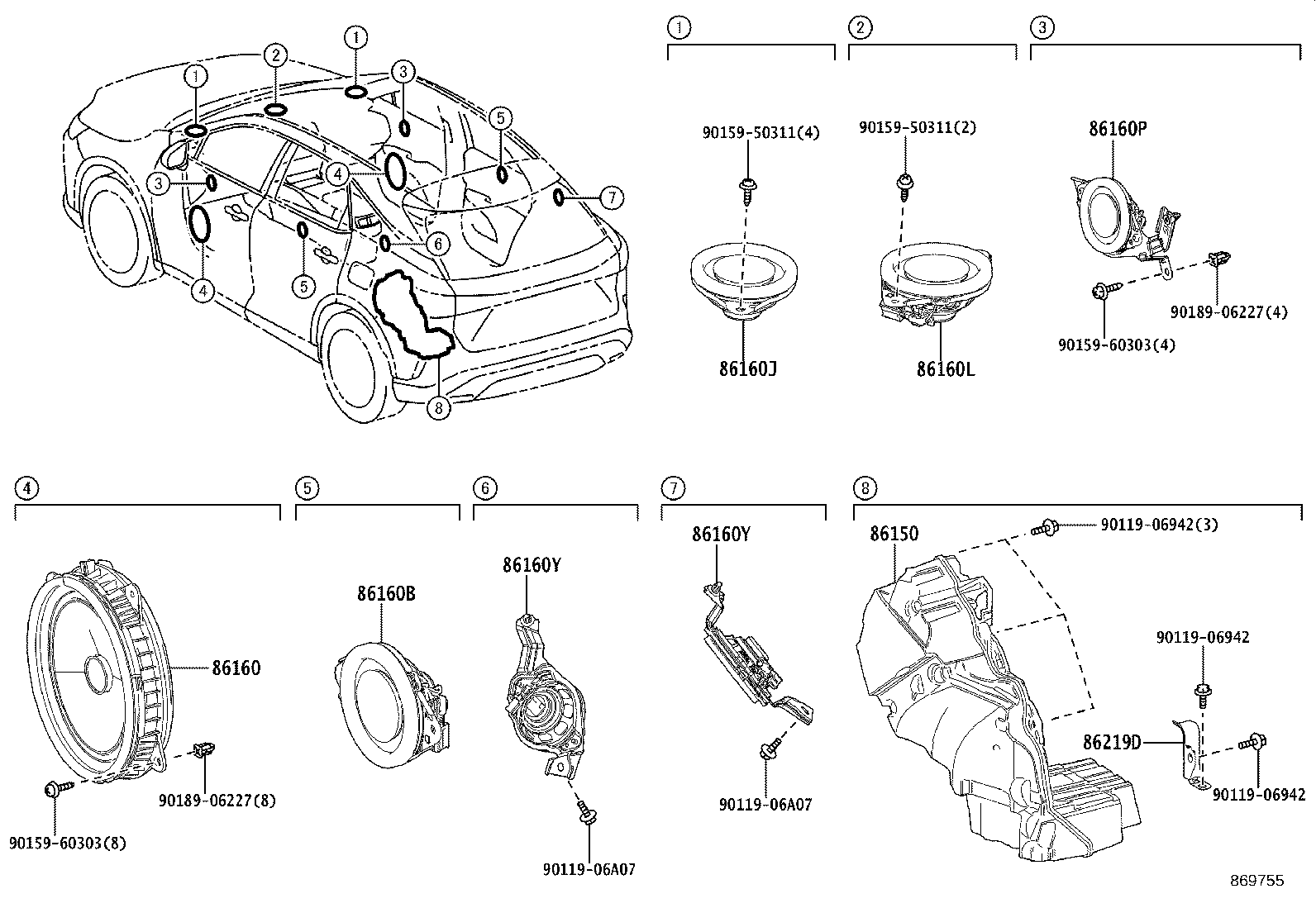 86150-48150 SPEAKER ASSY, REAR NO.2 product image