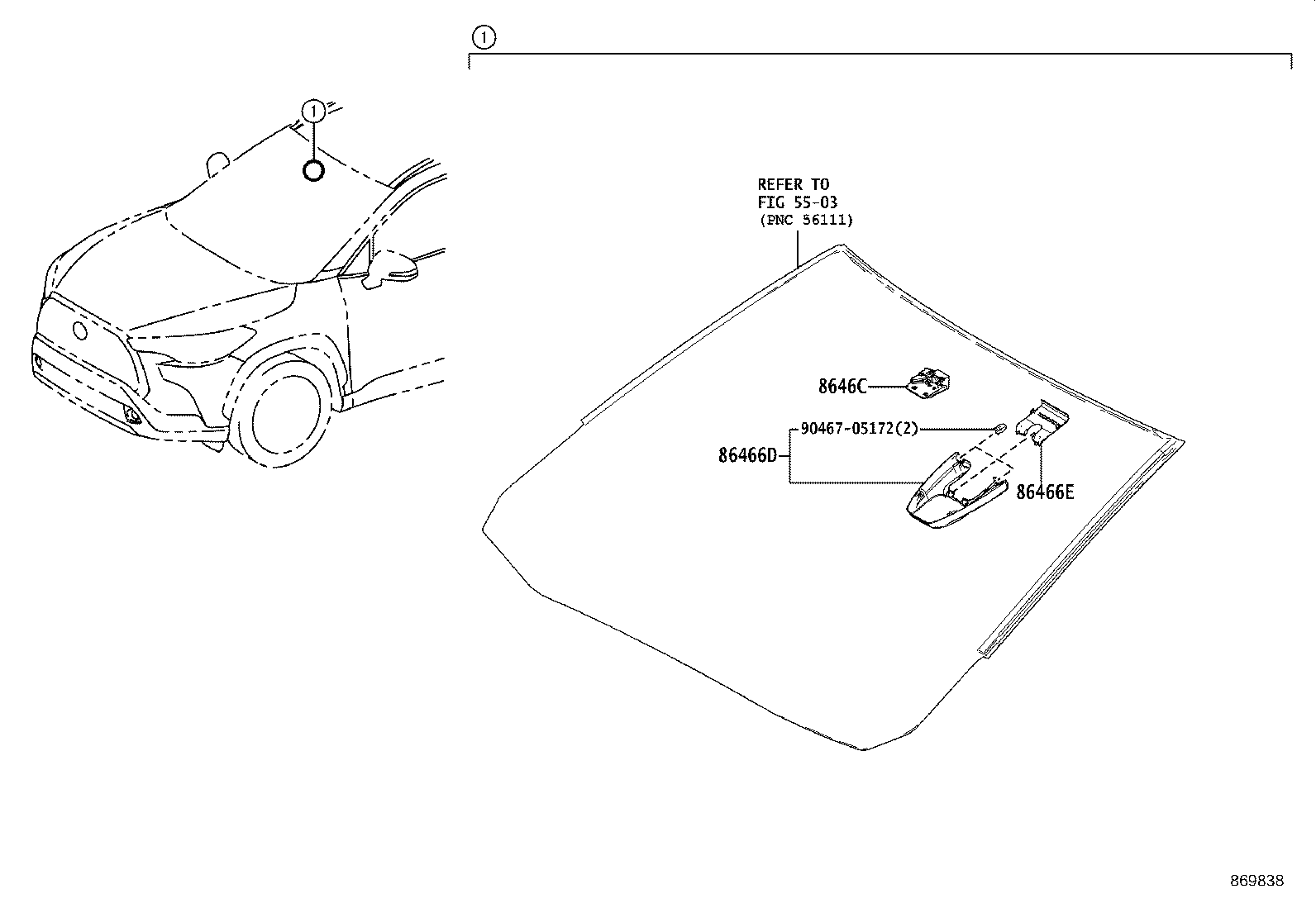 86466-0A010 COVER, FORWARD RECOGNITION, NO.1 product image