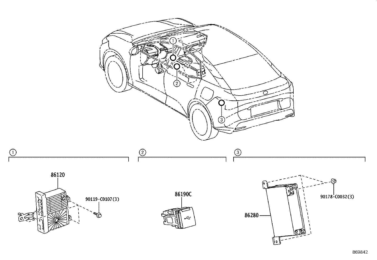 86190-08030 ADAPTER ASSY, STEREO JACK, NO.1 product image