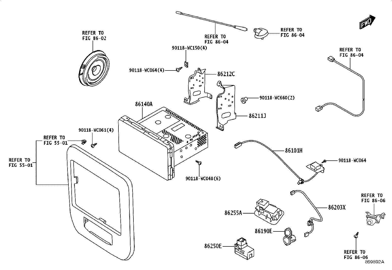 86212-WC017 BRACKET, RADIO RECEIVER, NO.2 product image