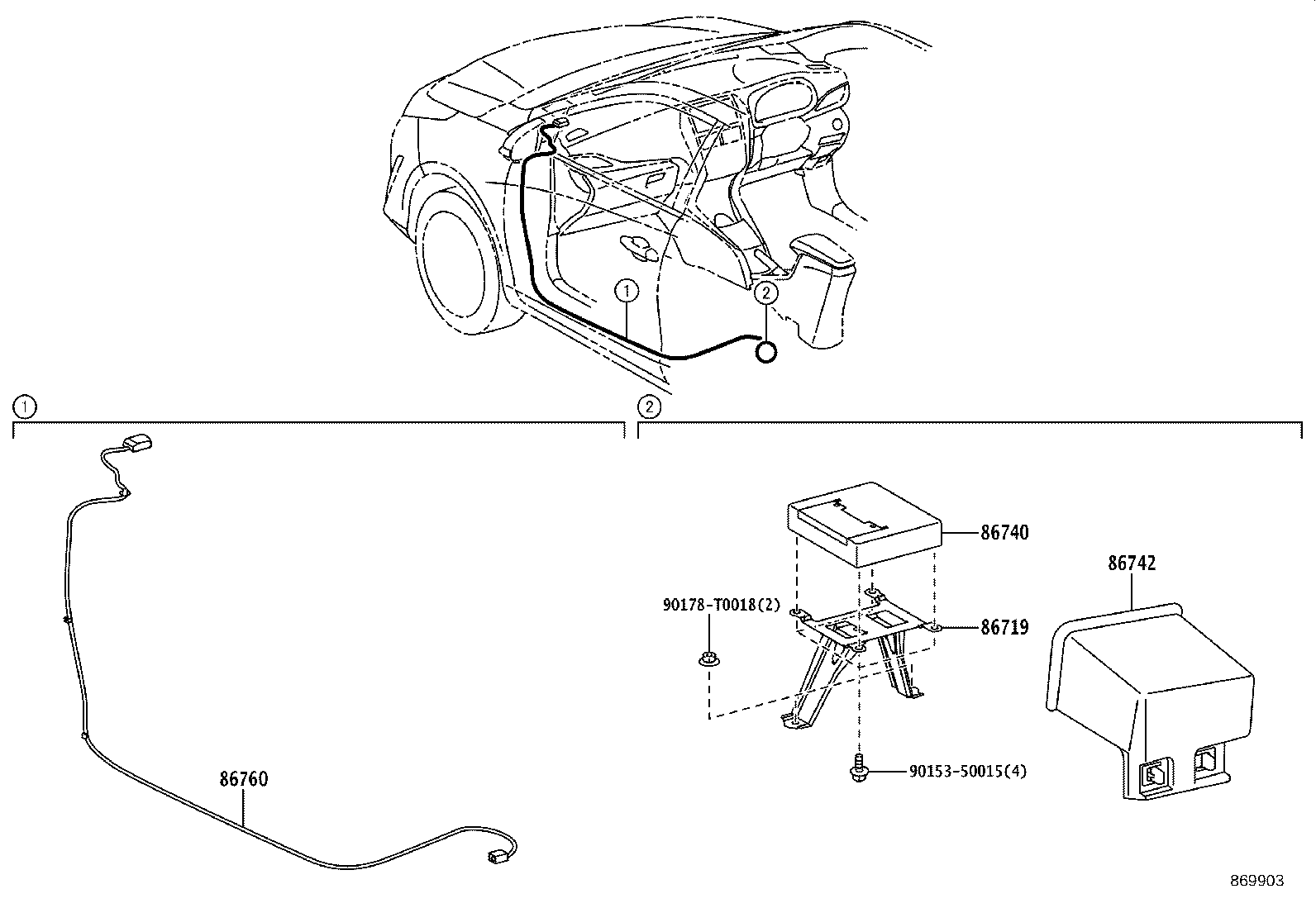 86764-YY010 ANTENNA ASSY, TELEPHONE product image