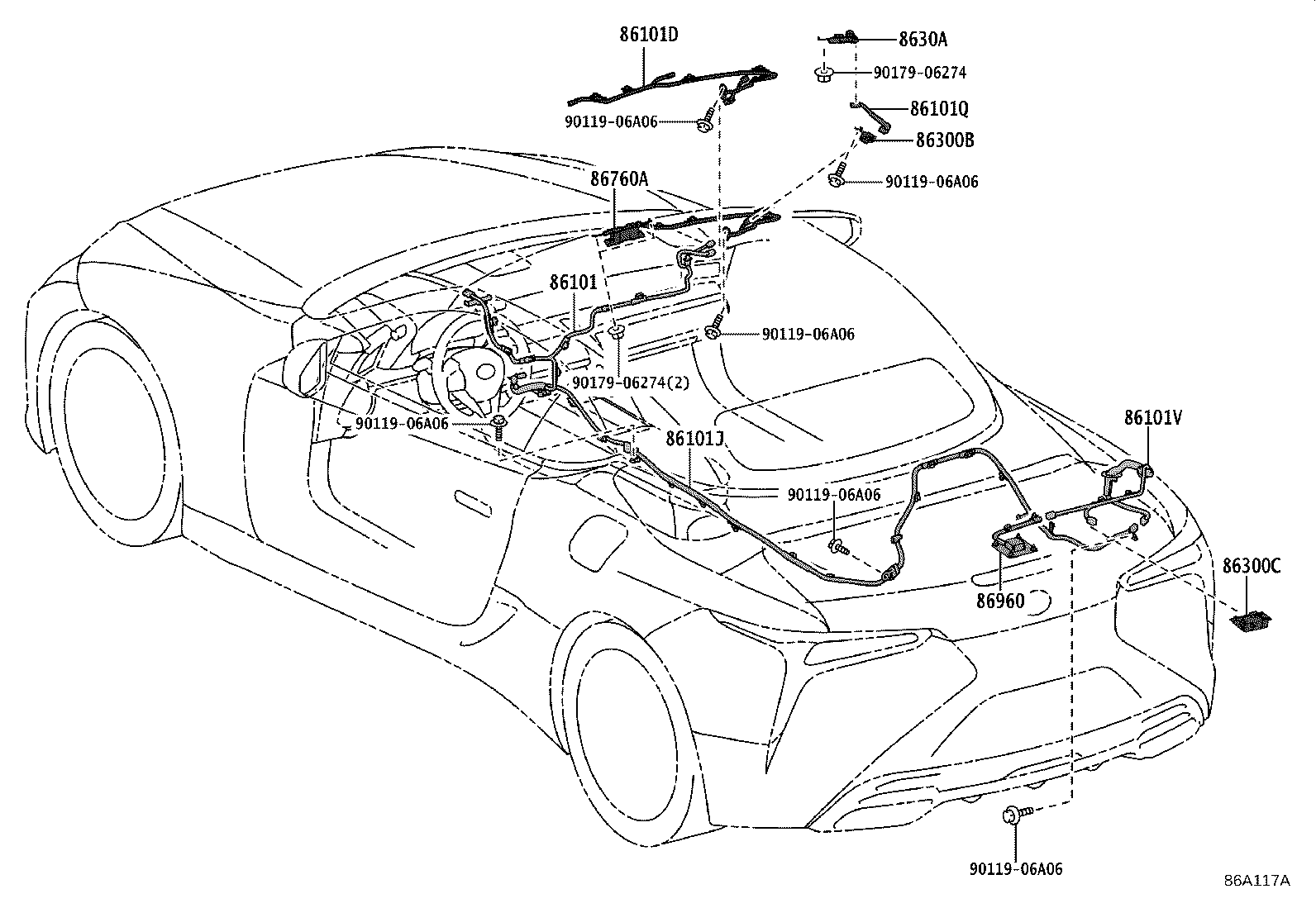 Toyota 86101-11580 CORD SUB-ASSY, ANTENNA, NO.6