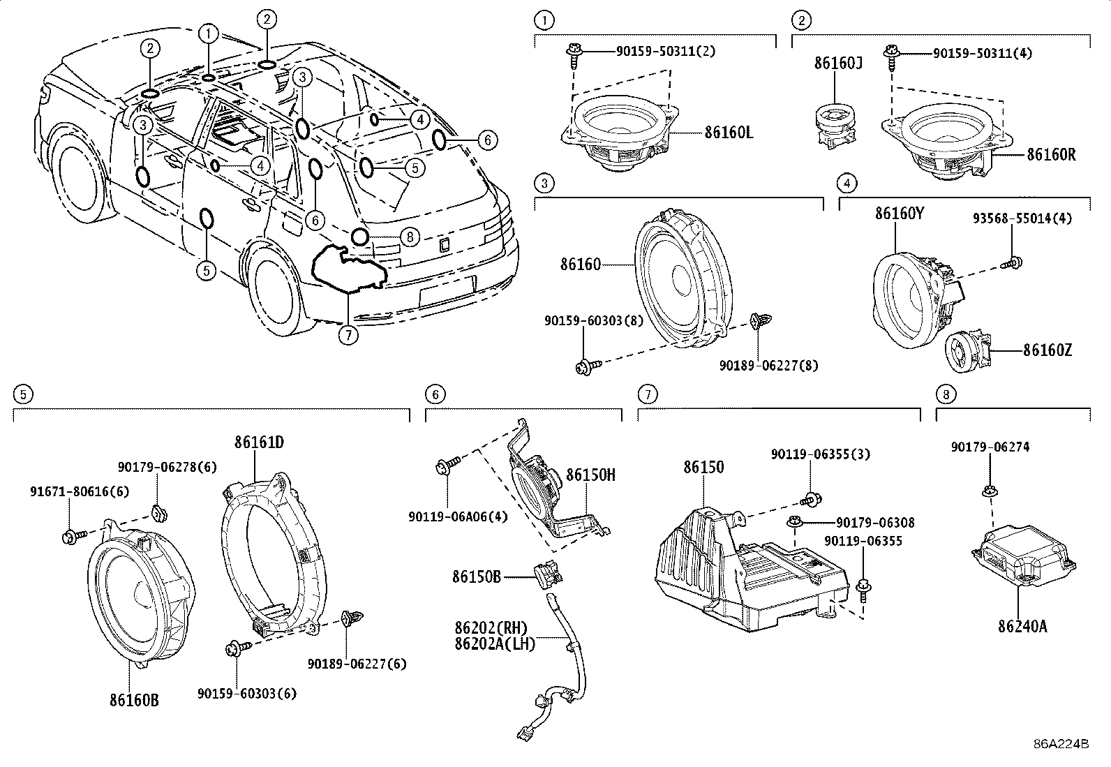 86160-40330 SPEAKER ASSY, STEREO COMPONENT product image