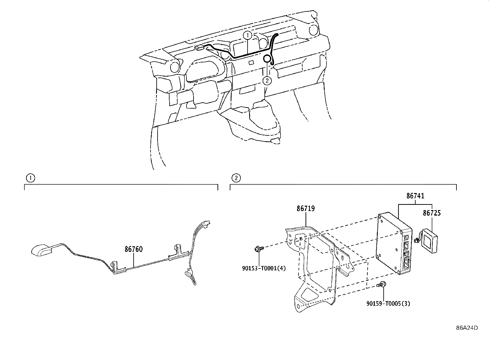 86764-0K040 ANTENNA ASSY, TELEPHONE product image