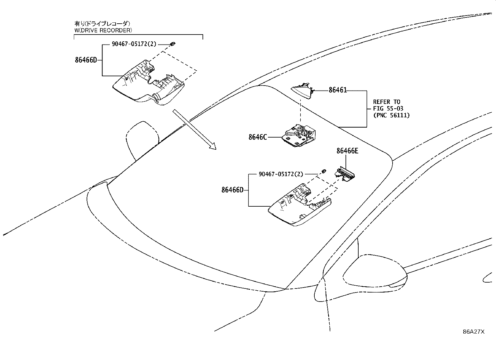 86466-52170 COVER, FORWARD RECOGNITION, NO.1 product image