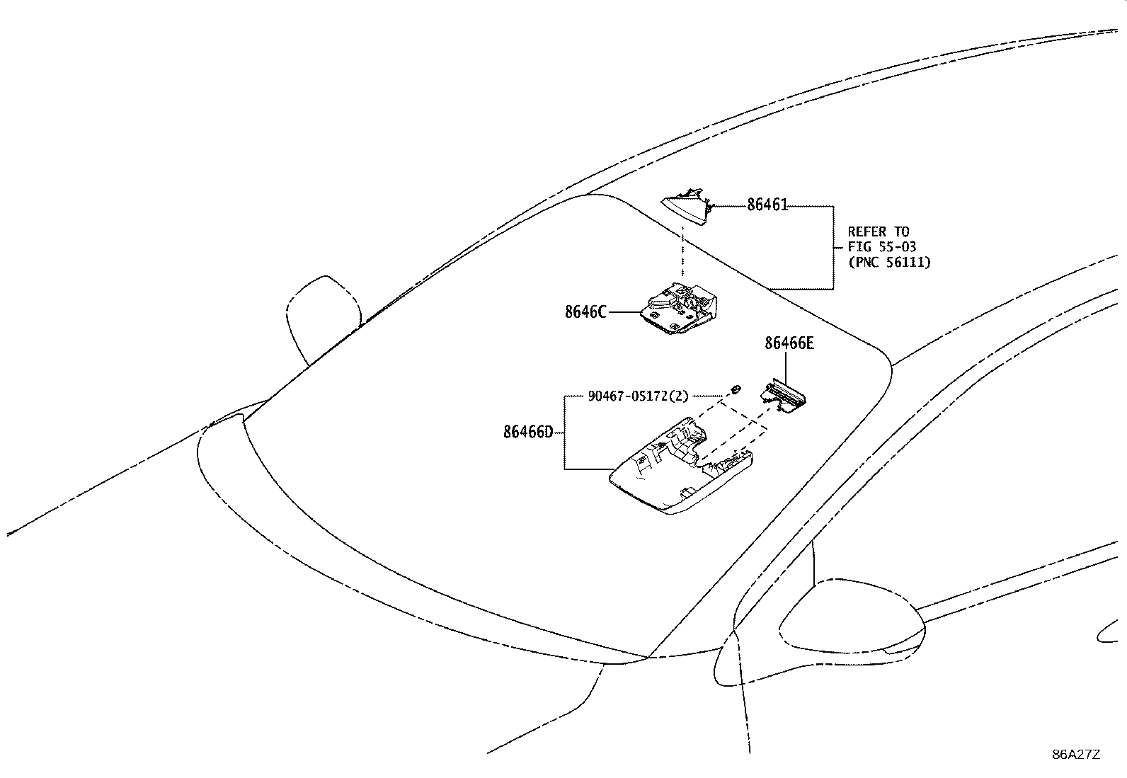 86467-52070 COVER, FORWARD RECOGNITION, NO.2 product image