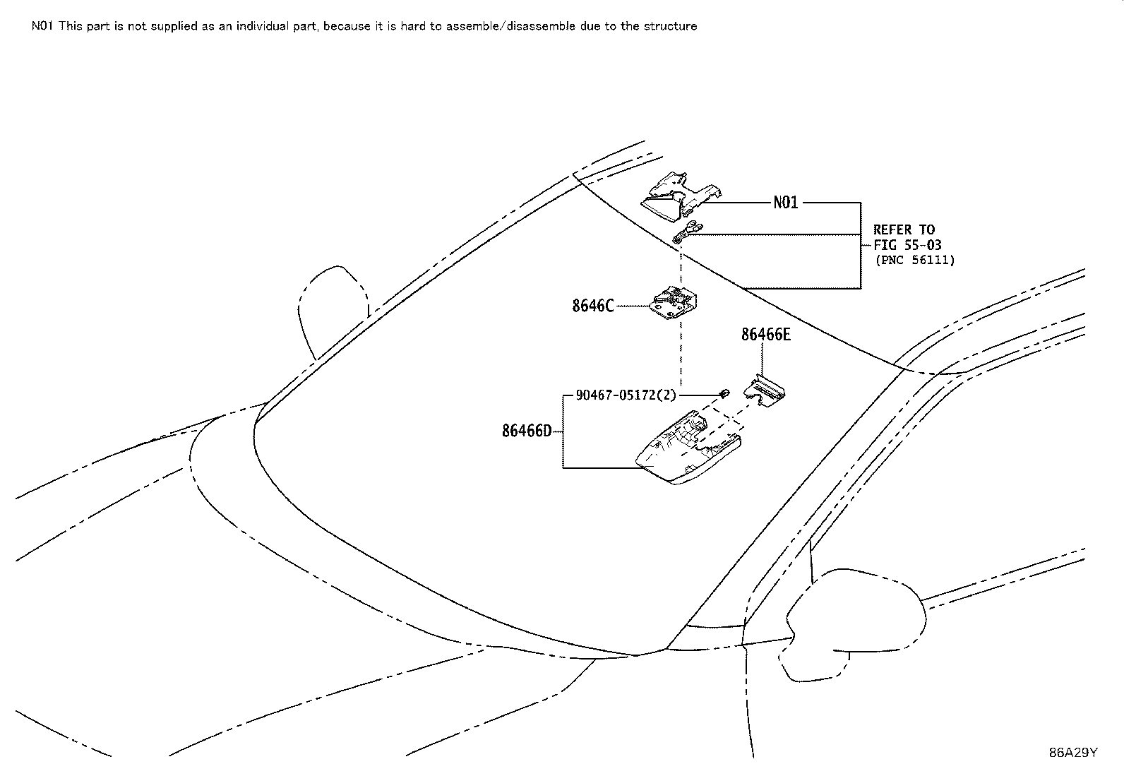 86467-0D040 COVER, FORWARD RECOGNITION, NO.2 product image