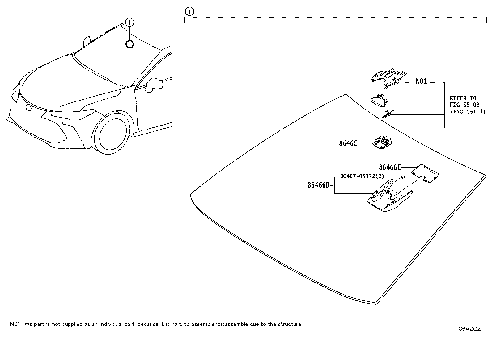 86467-07010 COVER, FORWARD RECOGNITION, NO.2 product image