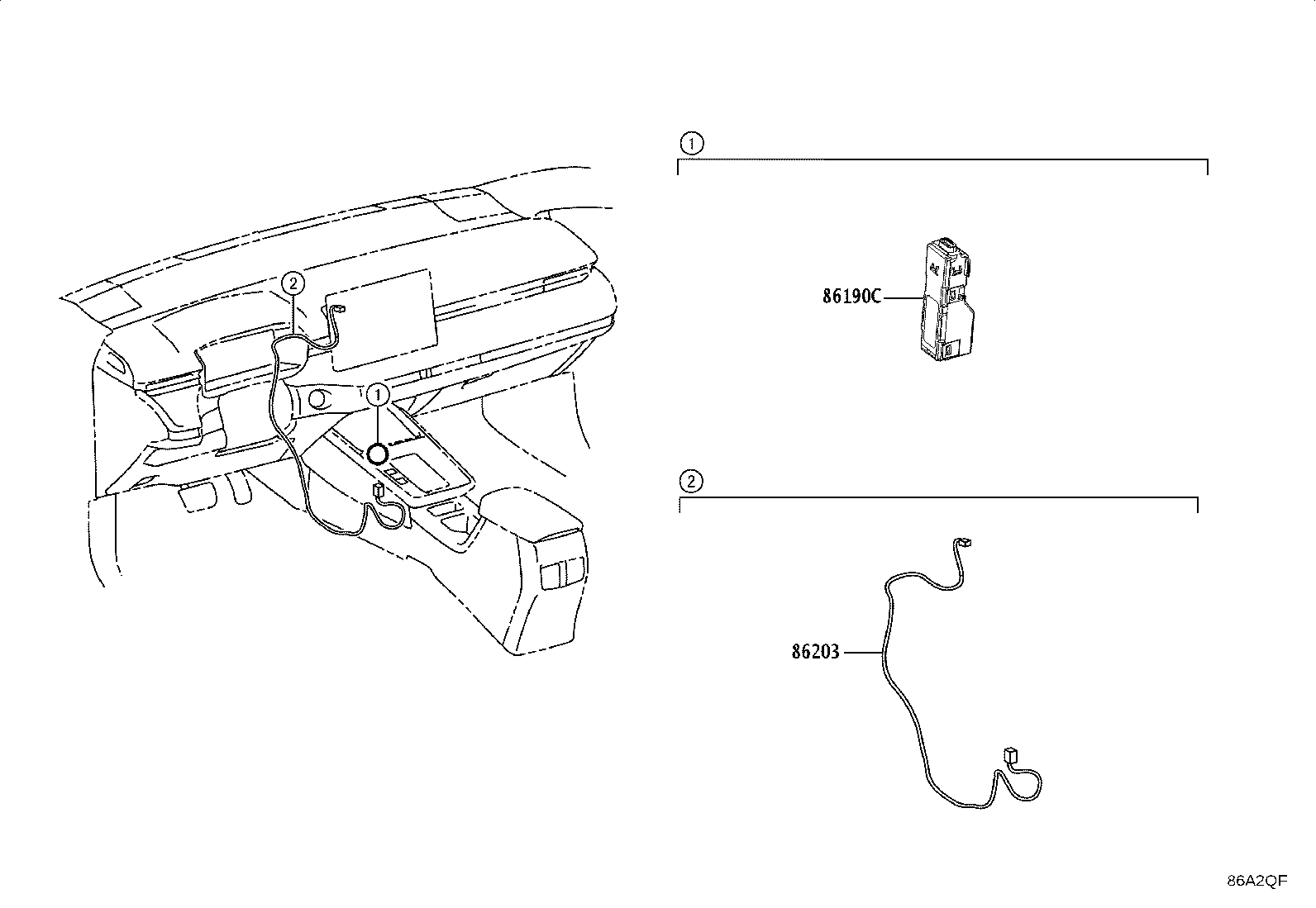 86190-0A040 ADAPTER ASSY, STEREO JACK, NO.1 product image