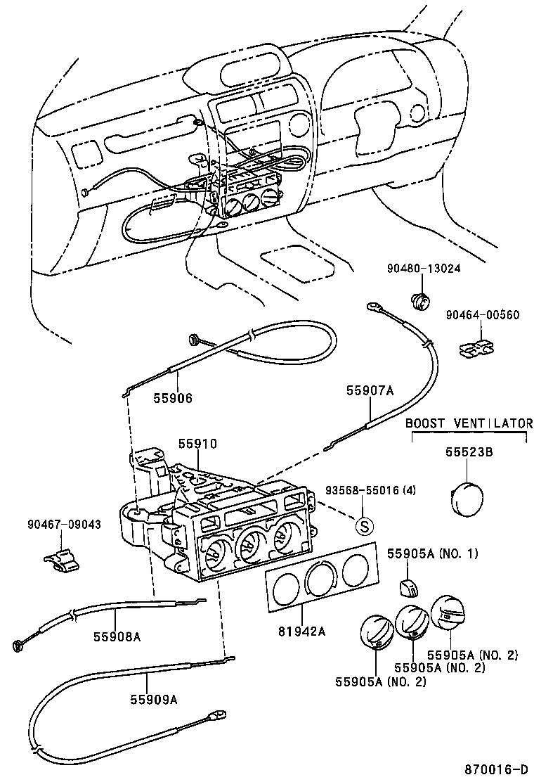 55910-60180 CONTROL ASSY, HEATER OR BOOST VENTILATOR product image
